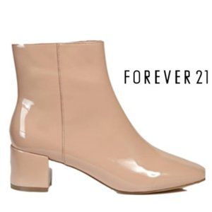 NWT - Forever 21 Nude Patent Faux-Leather Booties